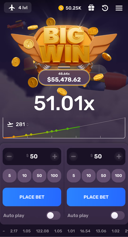 Aviatrix краш-игра на мобильном телефоне — интерфейс игры